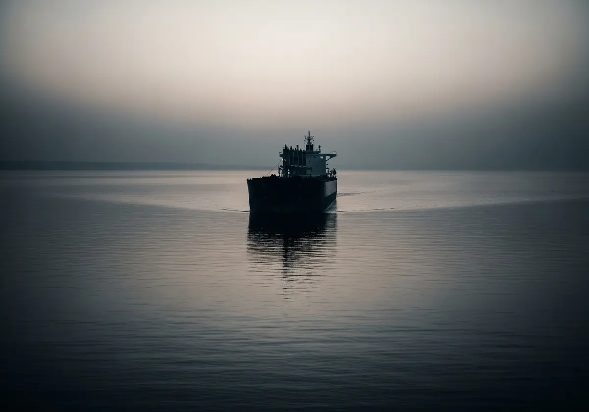 Bulk grain carrier in the Black Sea at dawn